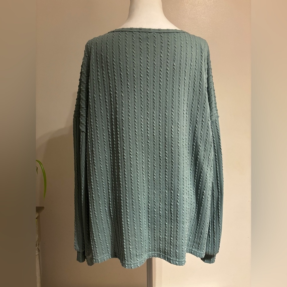 Ekouaer XXL Mint Green Textured Knit Tunic, Oversized Boho Chic Pullover Top - Picture 6 of 7